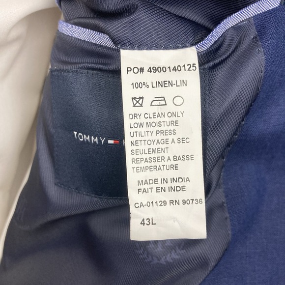 Tommy Hilfiger Modern fit 100%Linen Sport Coat Blazer 43L Navy Blue E06909 - Picture 15 of 15